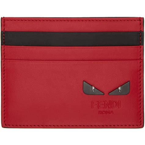 fendi black bugs black leather card holder with six slots|fendi leather card holder.